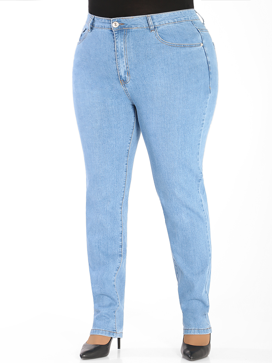 Джинсы облегающие с высокой талией светло-синие — купить недорого оптом ...